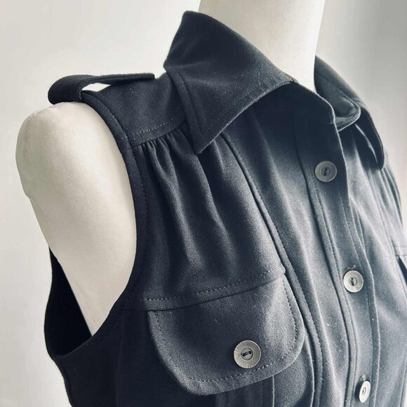 Iris Setlakwe Black Sleeveless Utility Metal Button-Front Dress – US 8 - Picture 13 of 14